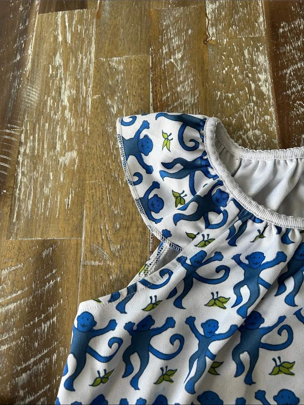 Girls' Roller Rabbit with Blue Monkey Print